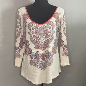 Lucky Brand off white paisley print shirt Sz L